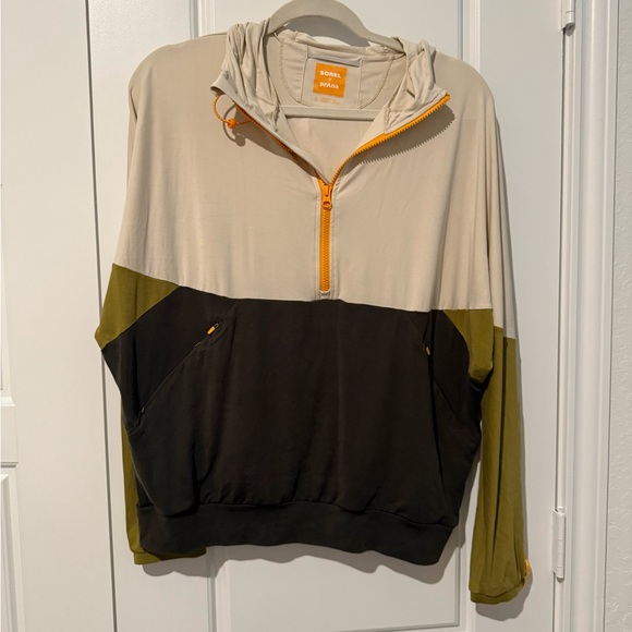 Prana Tops - Prana x Sorel Beige, Olive & Black Colorblock Half-Zip Hoodie